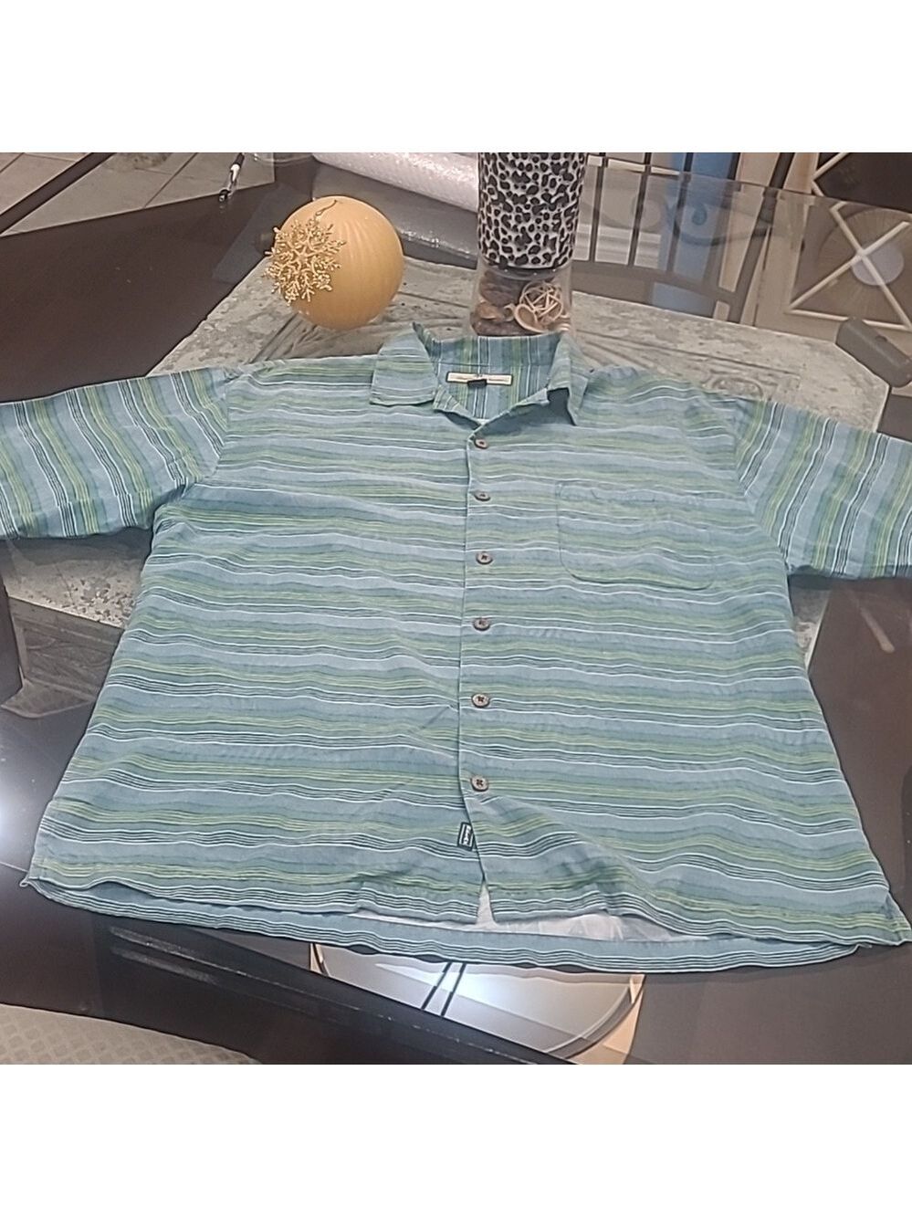 TOMMY BAHAMA BAMBOO HAWAIIAN CAMP BUTTON DOWN SILK SHIRT large